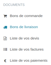 Liste des bons de livraisons