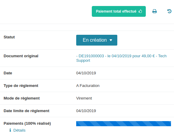 Paiement effectué